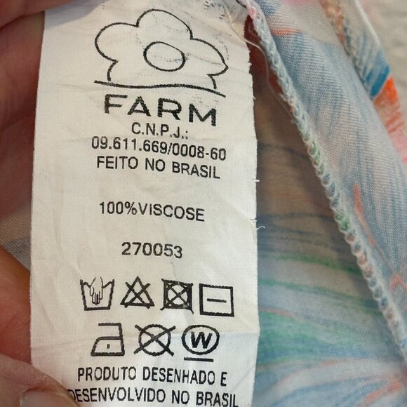 Farm Rio Maxi Dress Pink Orange Blue Hawaiian Wrap High Low Open Back Medium - Picture 12 of 13